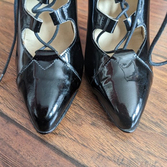 Ritual Gothic Black Patent Ghillie Pumps - Picture 6 of 9